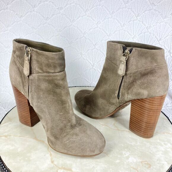 Tory Burch Block Heel Boots Women 7.5 Tan Leather Dressy Platform Comfort Bootie - Picture 12 of 16